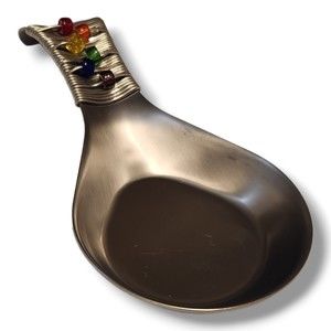 Oggi Stainless Steel Spoon Rest Colorful Decorative Beaded Handle Collectable